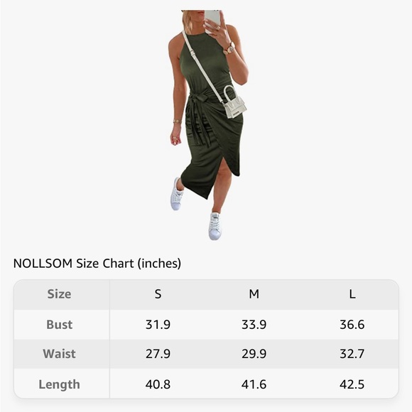 NWT Olive Green Faux Wrap Dress Size Medium - Picture 8 of 10